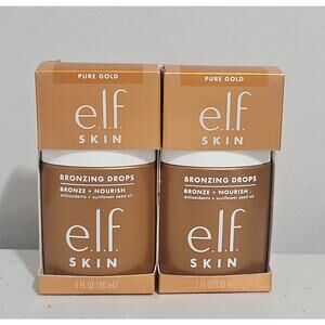 NIB Lot of Two elf Bronzing Drops Shade Pure Gold Bronze 2 Bronze + Nourish 1oz